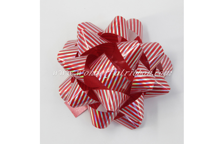 Diagonal Striped Star Bow (Glossy + Iridescent)