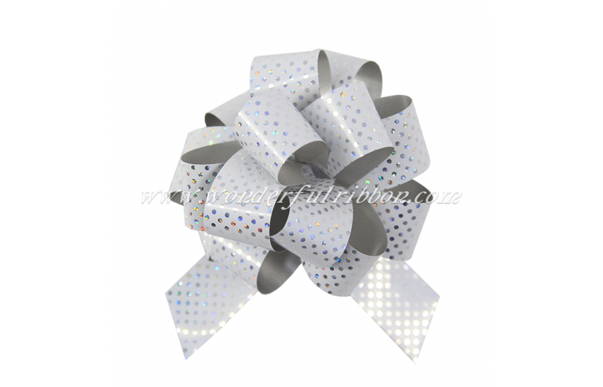 Polka Dot Holographic Pom Pom Pull Bow