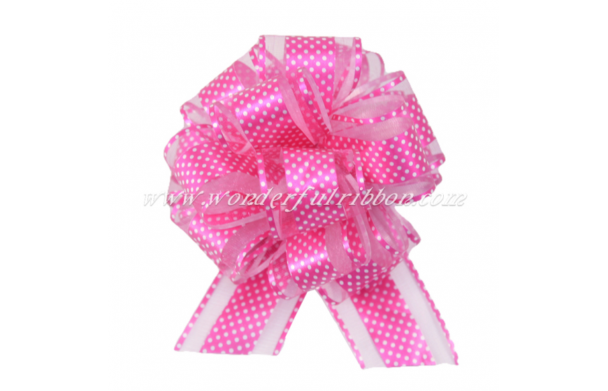 Polka Dots Organza Pom-pom Pull Bow