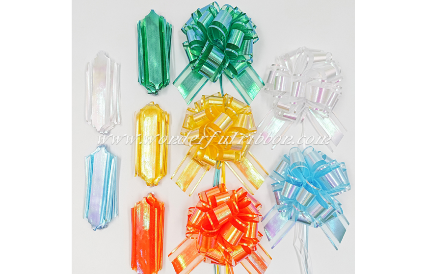 Iridescent Organza Pom Pom Pull Bow